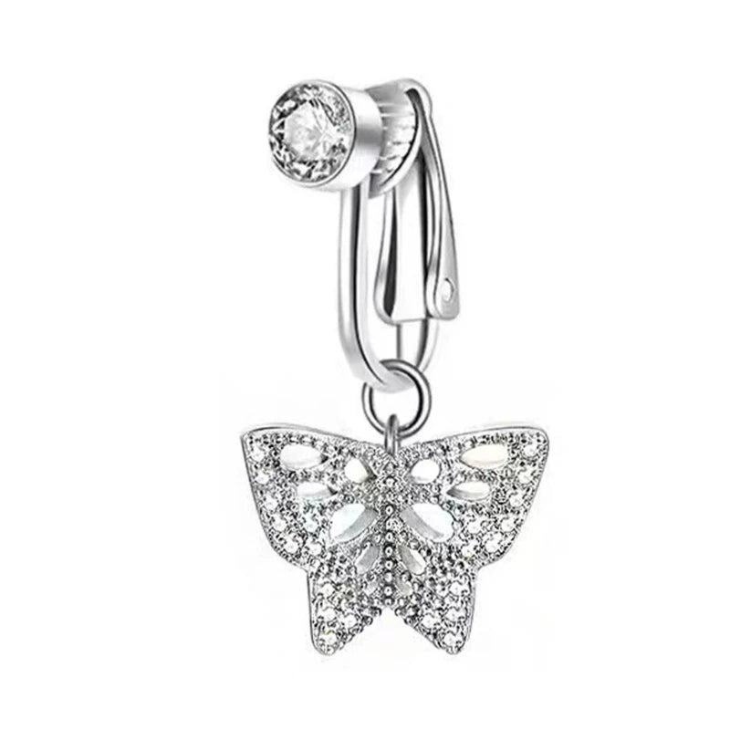 Fashionable No Piercing Navel Clip Stylish Zirconia Belly Button Jewelry Comfort Wear Body Accessory for Women