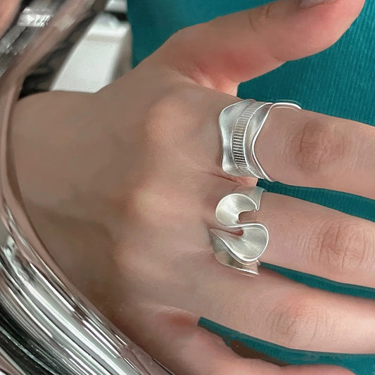 925 Sterling Sliver Open Twisted Rings for Women Fashion Couple Handmade Geometric Irregular Ring Party Jewelry Holiday Gifts