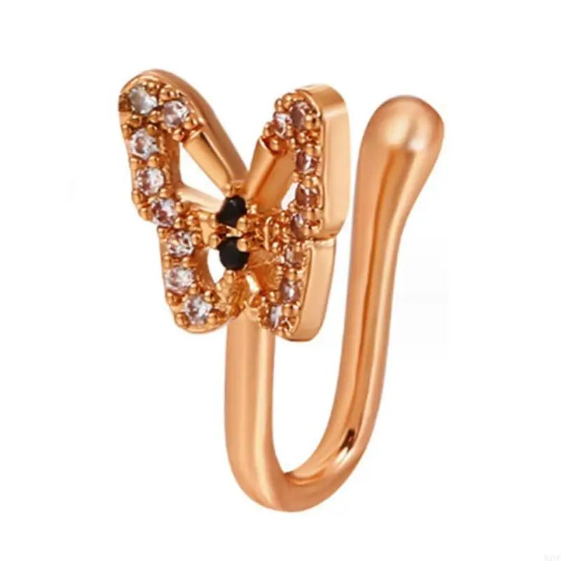 M4YF Sparkling Butterfly Nose Studs Clip Women Fashion Nose Jewelry Accessory