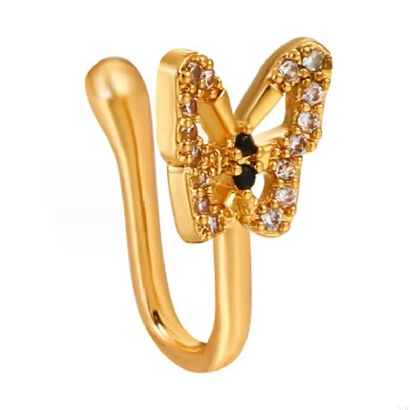 M4YF Sparkling Butterfly Nose Studs Clip Women Fashion Nose Jewelry Accessory