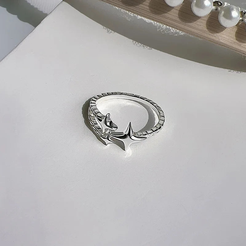 925 Sterling Sliver Open Twisted Rings for Women Fashion Couple Handmade Geometric Irregular  Ring Party Jewelry Holiday Gifts