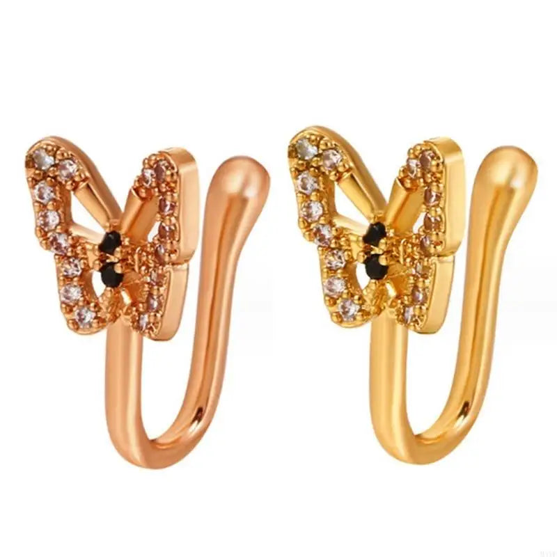 M4YF Sparkling Butterfly Nose Studs Clip Women Fashion Nose Jewelry Accessory
