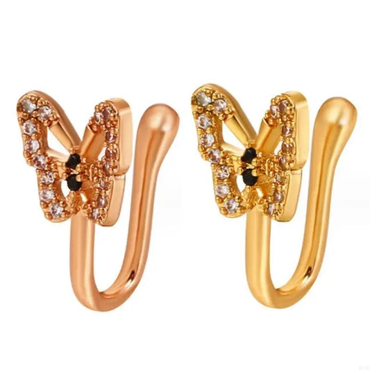 M4YF Sparkling Butterfly Nose Studs Clip Women Fashion Nose Jewelry Accessory