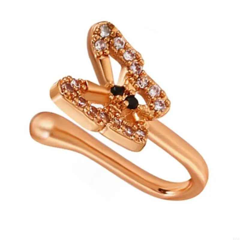 M4YF Sparkling Butterfly Nose Studs Clip Women Fashion Nose Jewelry Accessory