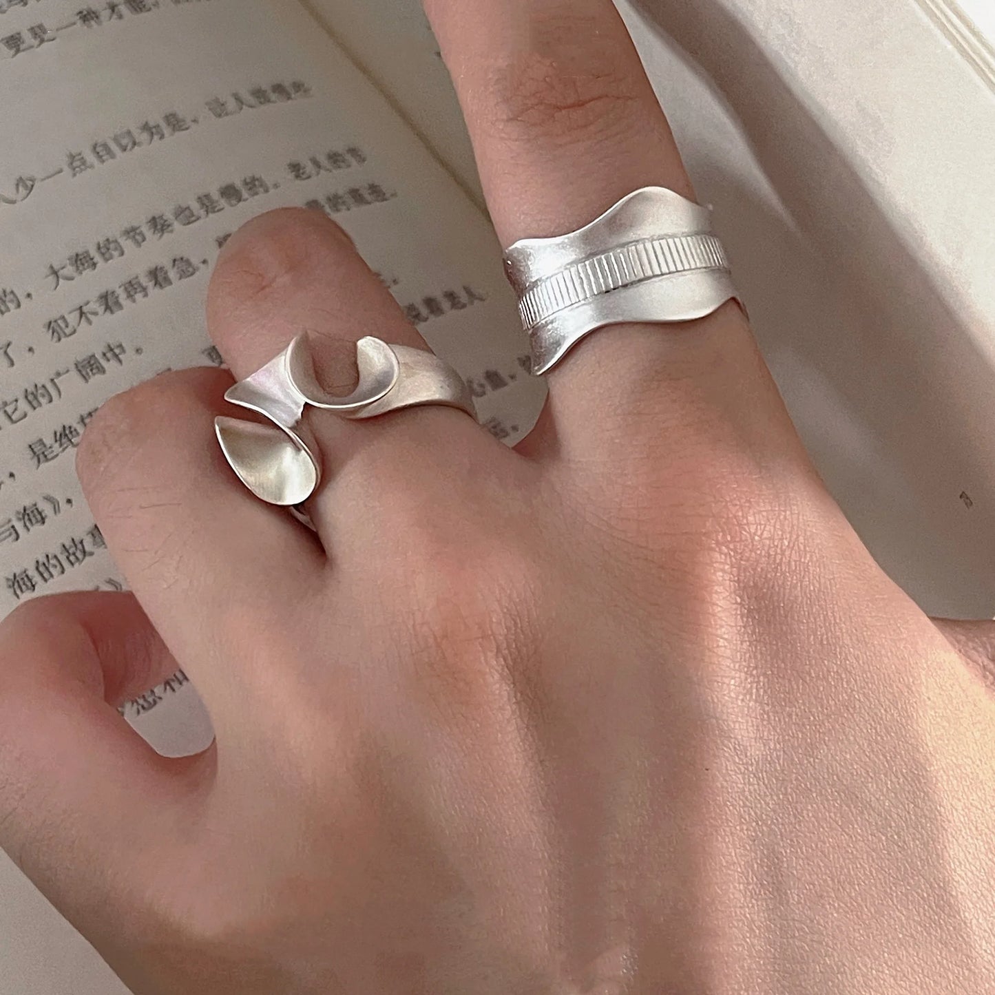 925 Sterling Sliver Open Twisted Rings for Women Fashion Couple Handmade Geometric Irregular  Ring Party Jewelry Holiday Gifts