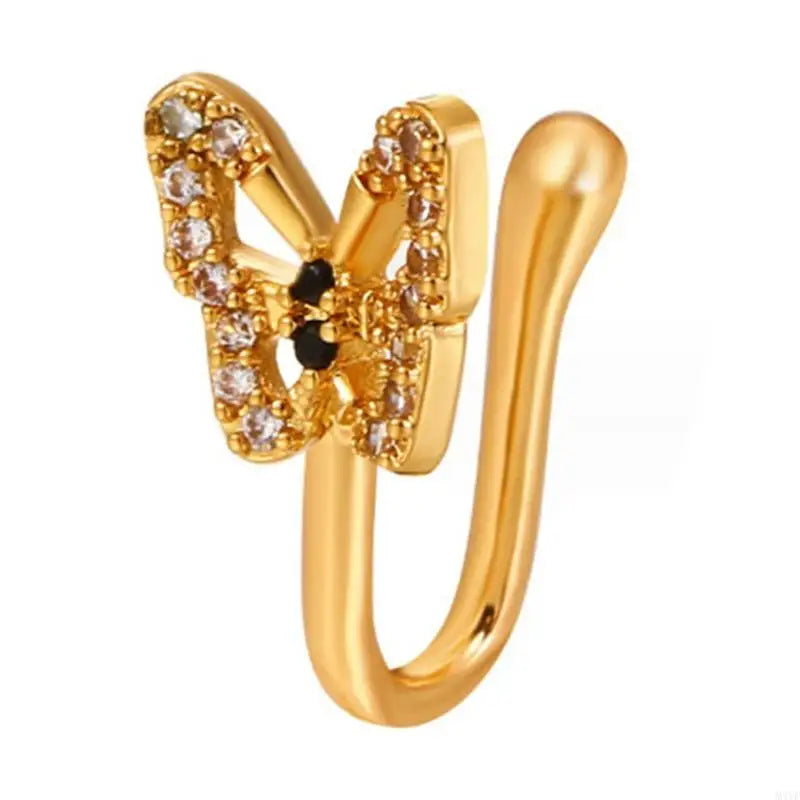 M4YF Sparkling Butterfly Nose Studs Clip Women Fashion Nose Jewelry Accessory