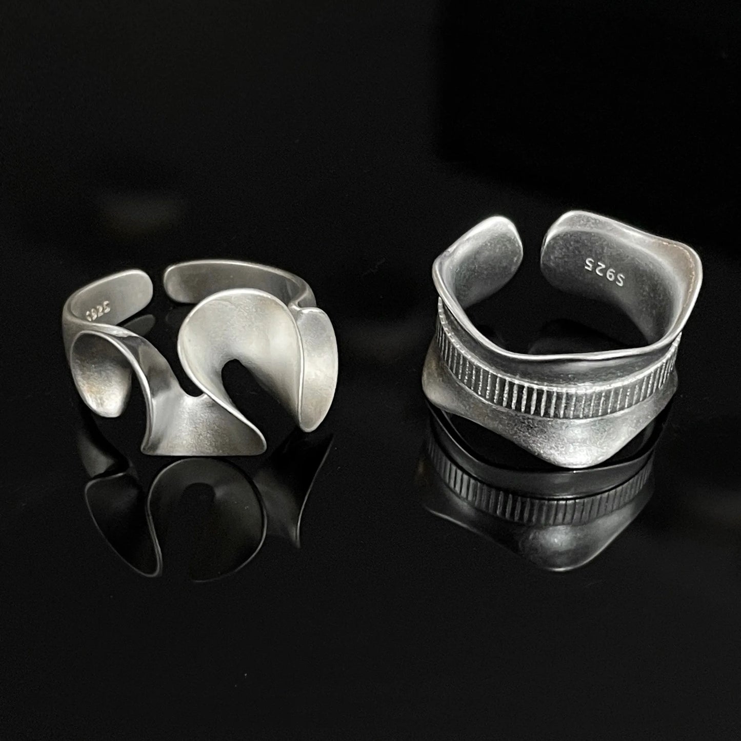 925 Sterling Sliver Open Twisted Rings for Women Fashion Couple Handmade Geometric Irregular  Ring Party Jewelry Holiday Gifts