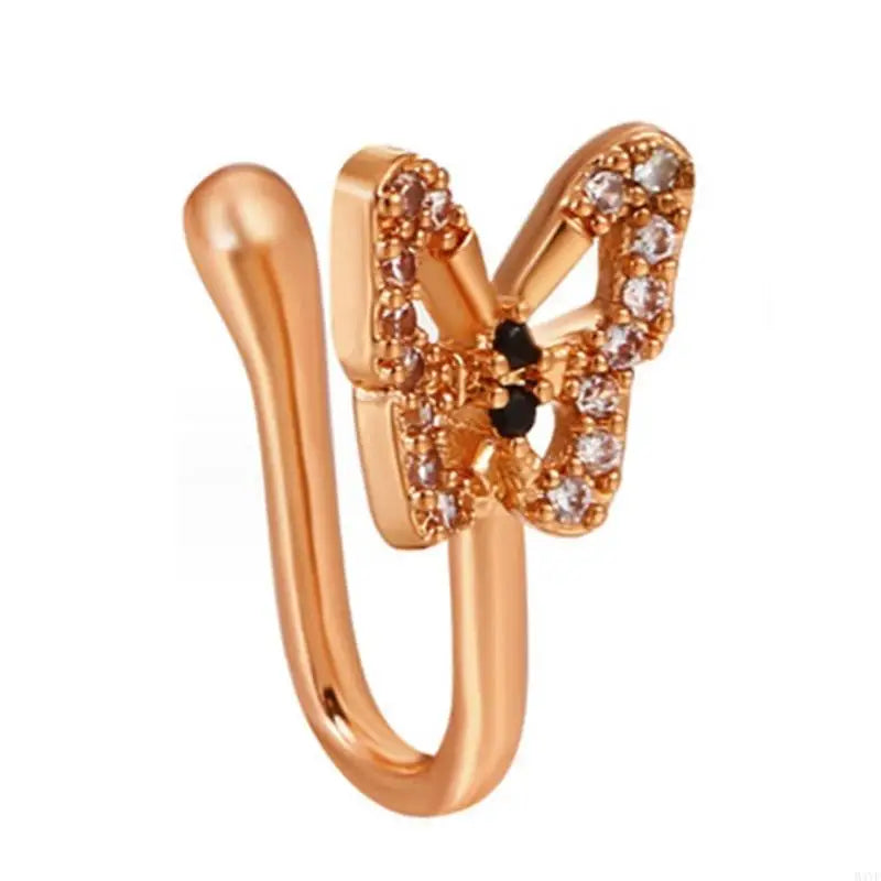 M4YF Sparkling Butterfly Nose Studs Clip Women Fashion Nose Jewelry Accessory