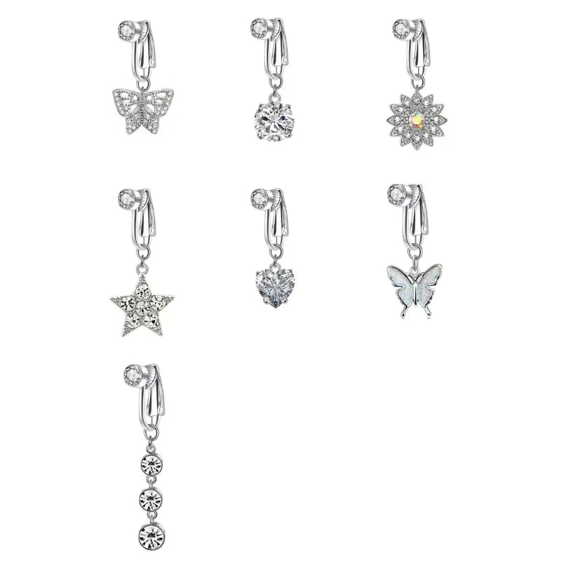 Fashionable No Piercing Navel Clip Stylish Zirconia Belly Button Jewelry Comfort Wear Body Accessory for Women