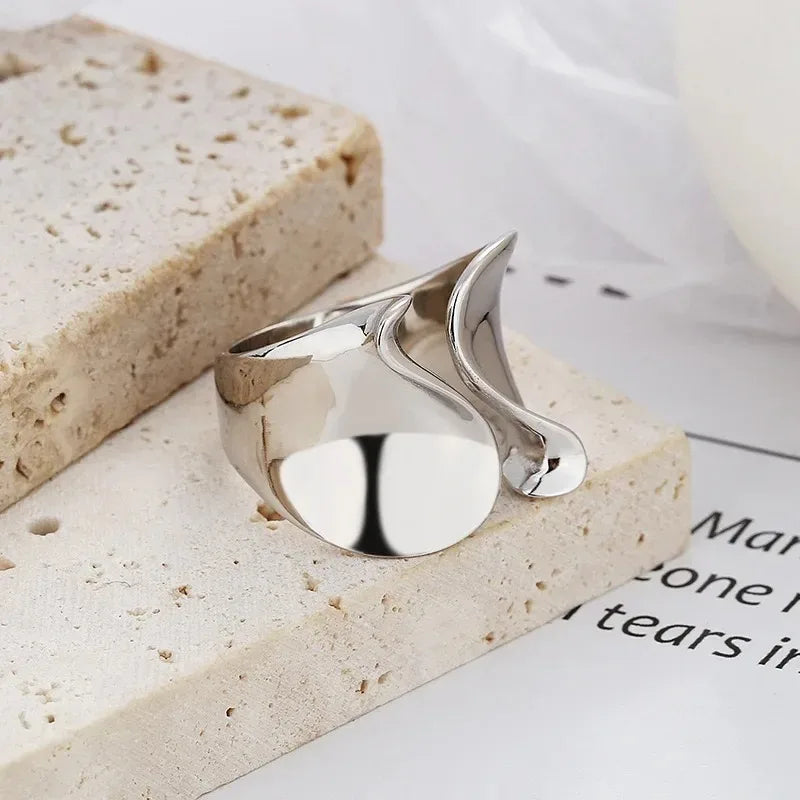 925 Sterling Silver Open Rings for Women Couple Vintage Simple Wave Twisted Ring Party Prevent Allergy Jewelry Holiday Gifts