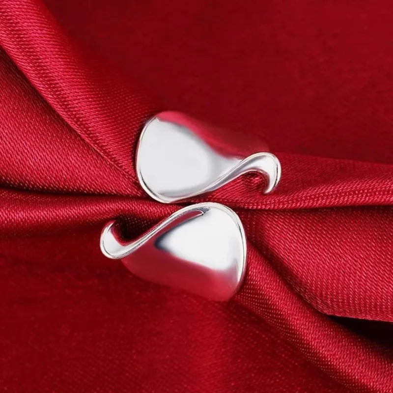 925 Sterling Silver Open Rings for Women Couple Vintage Simple Wave Twisted Ring Party Prevent Allergy Jewelry Holiday Gifts