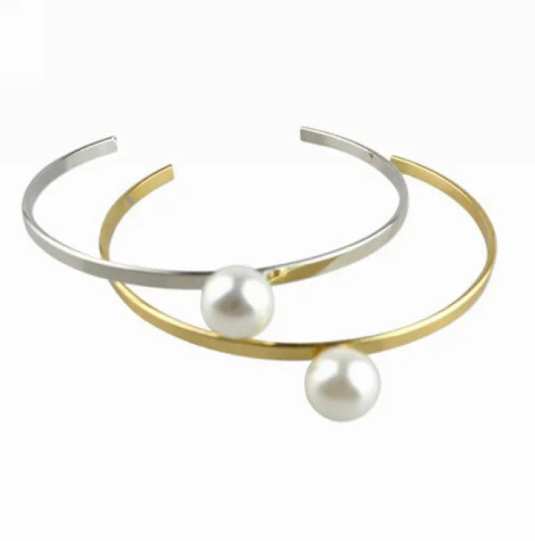 fashion women jewelry  metal pearl cuff bracelet