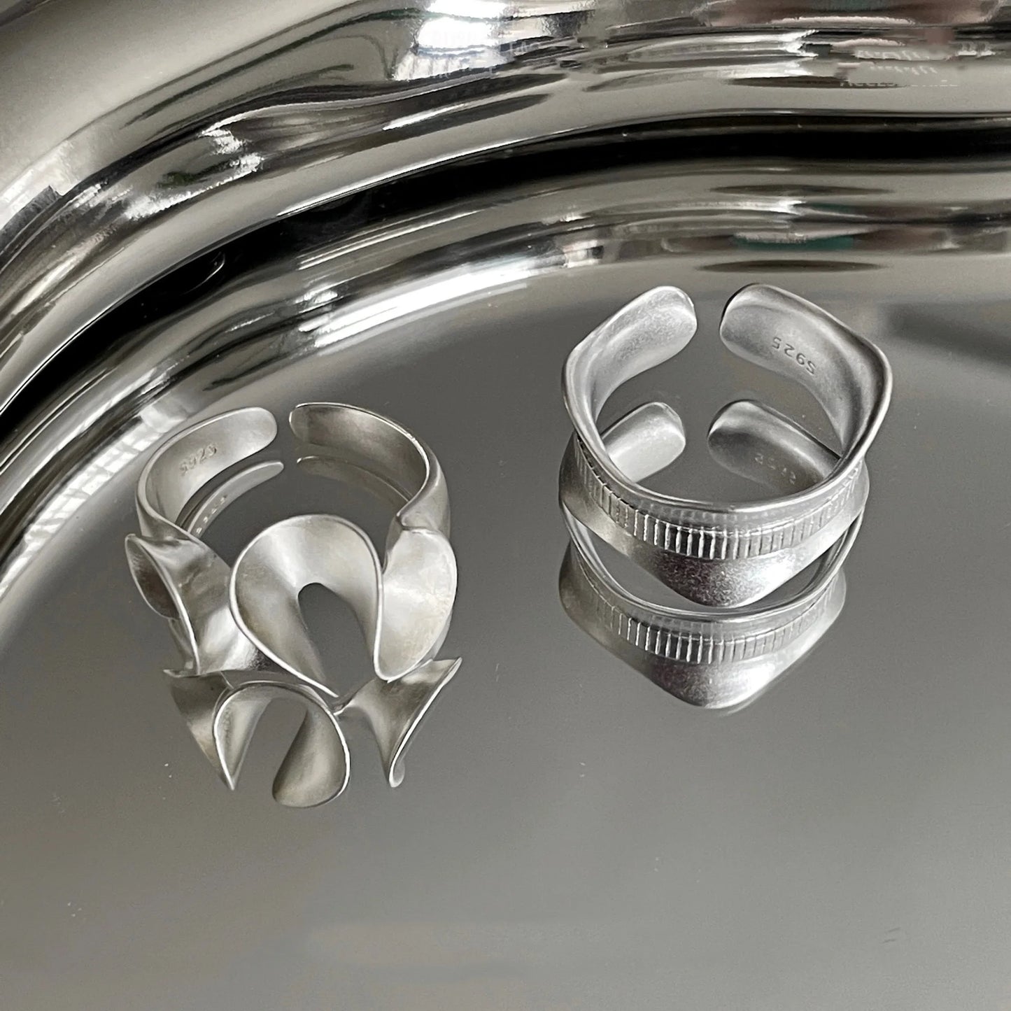 925 Sterling Sliver Open Twisted Rings for Women Fashion Couple Handmade Geometric Irregular  Ring Party Jewelry Holiday Gifts