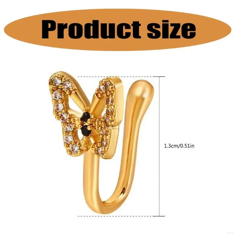 M4YF Sparkling Butterfly Nose Studs Clip Women Fashion Nose Jewelry Accessory